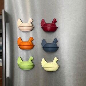 Set 6 Hen On Nest Chicken Fridge Magnets Boho 3D Printed Farmhouse